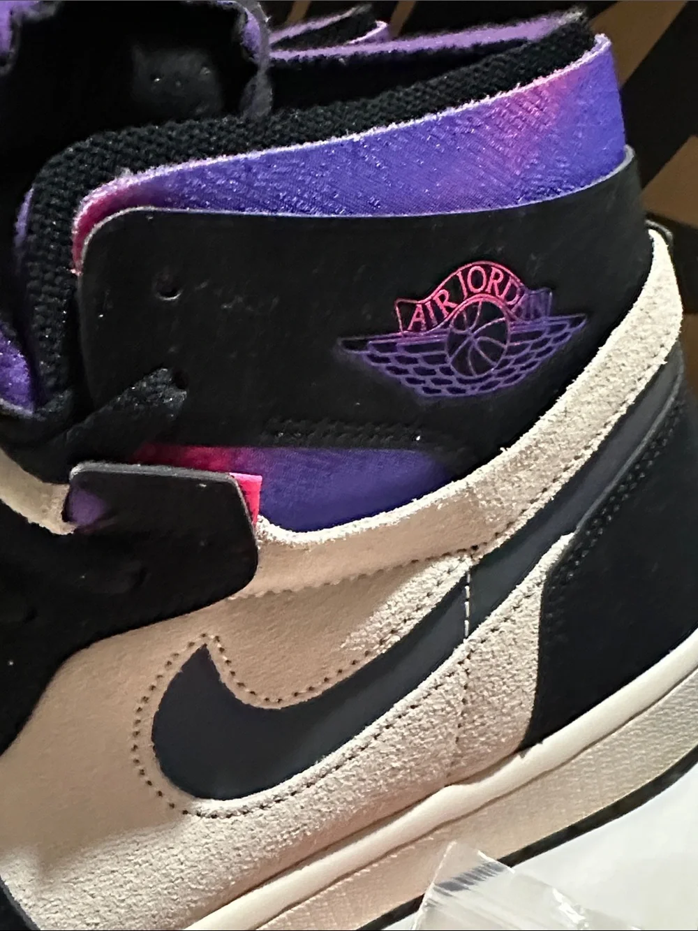 Nike PSG Jordan 1’s — Black, White & Purple Iridescent Swoosh